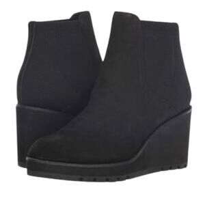 Eileen Fisher Adele wedge leather ankle boots black 9.5